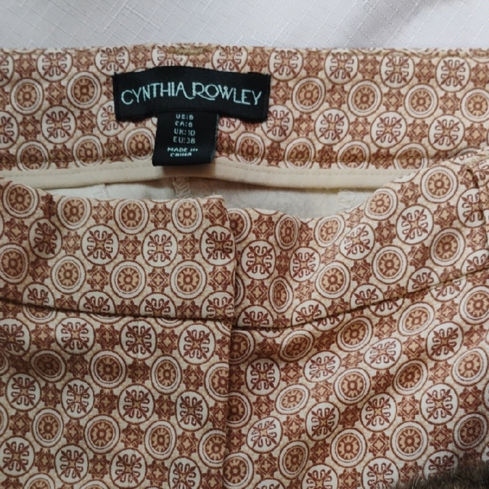 Cynthia Rowley Brown Geometric Print Pants